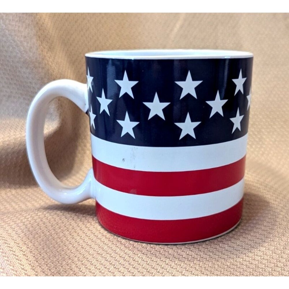 Burton Stars and Stripes Coffee Mug Cup Patriotic American Flag 13oz Ceramic